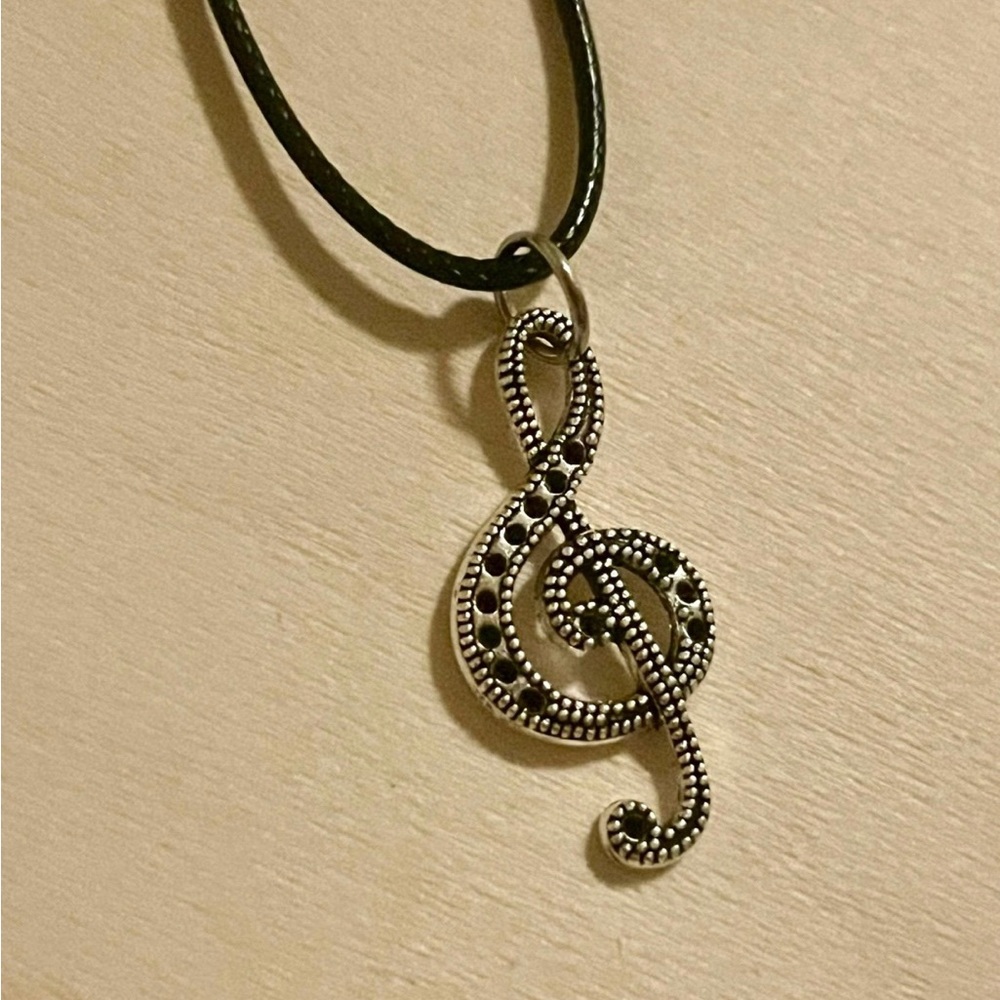 Silver Music Treble Clef Pendant Necklace - Women Jewelry